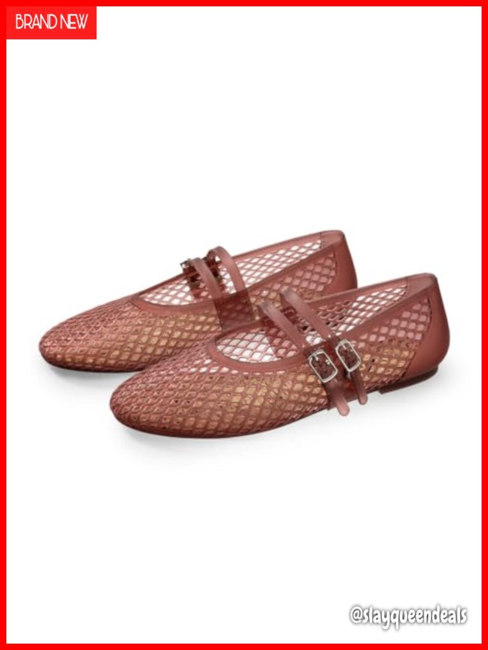 Athlefit Women's Jelly Flats Mesh Mary Jane Ballet Flat Sandals
